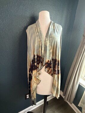 Art of Cloth Artofcloth Vest Cardigan Tie Dye Lagenlook Open Front USA Sz S M